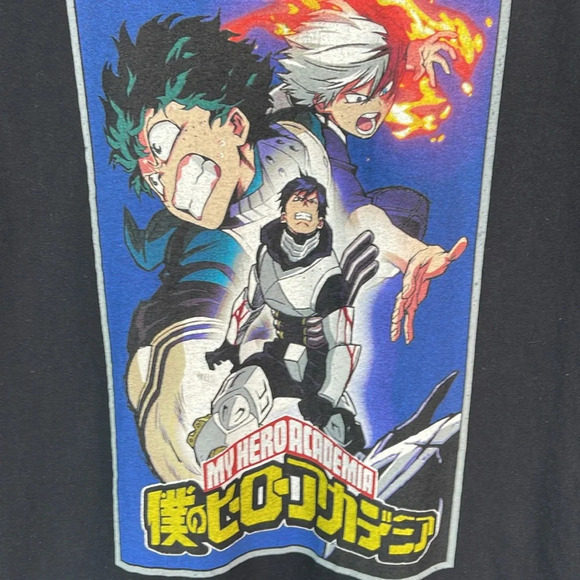 My Hero Academia Manga Series Graphic TShirt Black Crewneck Short Sleeve Izuku S - Picture 3 of 9